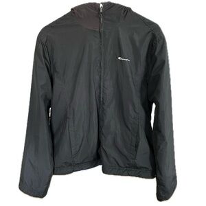 Champion Women’s Windbreaker Jacket Hooded Lightweight Black Medium